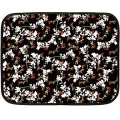 Dark Chinoiserie Floral Collage Pattern Fleece Blanket (mini) by dflcprints