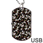 Dark Chinoiserie Floral Collage Pattern Dog Tag USB Flash (Two Sides) Front