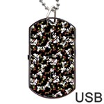 Dark Chinoiserie Floral Collage Pattern Dog Tag USB Flash (Two Sides) Back