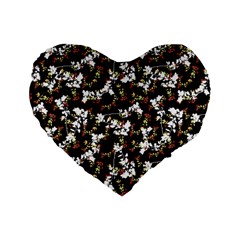 Dark Chinoiserie Floral Collage Pattern Standard 16  Premium Heart Shape Cushions by dflcprints