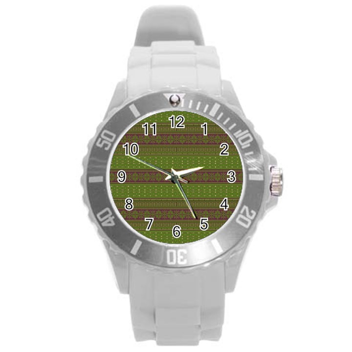 Pattern Round Plastic Sport Watch (L)