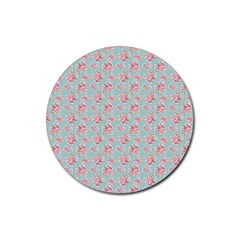 Floral Pattern Rubber Coaster (round)  by Valentinaart