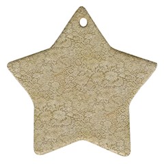 Old Floral Crochet Lace Pattern Beige Bleached Ornament (star)