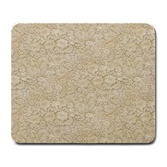 Old Floral Crochet Lace Pattern Beige Bleached Large Mousepads by EDDArt