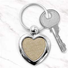 Old Floral Crochet Lace Pattern Beige Bleached Key Chains (heart)  by EDDArt