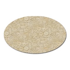 Old Floral Crochet Lace Pattern Beige Bleached Oval Magnet