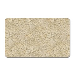 Old Floral Crochet Lace Pattern Beige Bleached Magnet (rectangular) by EDDArt