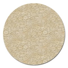 Old Floral Crochet Lace Pattern Beige Bleached Magnet 5  (round) by EDDArt