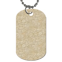 Old Floral Crochet Lace Pattern Beige Bleached Dog Tag (one Side) by EDDArt