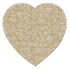 Old Floral Crochet Lace Pattern Beige Bleached Jigsaw Puzzle (heart)