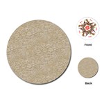 Old Floral Crochet Lace Pattern beige bleached Playing Cards (Round)  Front