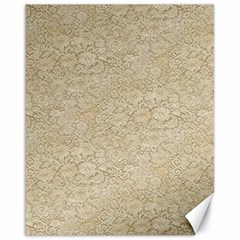 Old Floral Crochet Lace Pattern Beige Bleached Canvas 16  X 20   by EDDArt