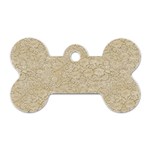 Old Floral Crochet Lace Pattern beige bleached Dog Tag Bone (One Side) Front