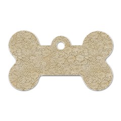 Old Floral Crochet Lace Pattern Beige Bleached Dog Tag Bone (two Sides) by EDDArt