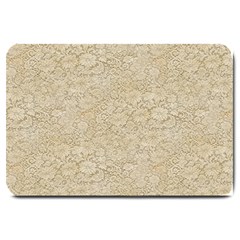 Old Floral Crochet Lace Pattern Beige Bleached Large Doormat  by EDDArt