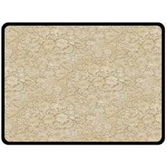 Old Floral Crochet Lace Pattern Beige Bleached Fleece Blanket (large)  by EDDArt