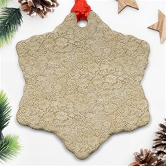 Old Floral Crochet Lace Pattern Beige Bleached Ornament (snowflake) by EDDArt