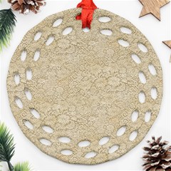 Old Floral Crochet Lace Pattern Beige Bleached Round Filigree Ornament (two Sides) by EDDArt