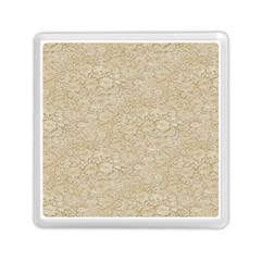 Old Floral Crochet Lace Pattern Beige Bleached Memory Card Reader (square)  by EDDArt