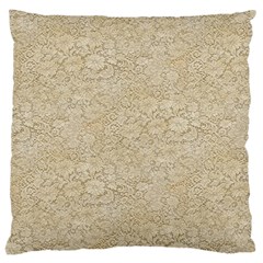 Old Floral Crochet Lace Pattern Beige Bleached Large Cushion Case (two Sides) by EDDArt