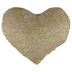 Old Floral Crochet Lace Pattern beige bleached Large 19  Premium Heart Shape Cushions Front