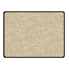 Old Floral Crochet Lace Pattern Beige Bleached Double Sided Fleece Blanket (small) 