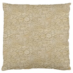 Old Floral Crochet Lace Pattern Beige Bleached Large Flano Cushion Case (two Sides) by EDDArt