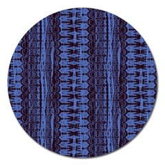 Wrinkly Batik Pattern   Blue Black Magnet 5  (round) by EDDArt