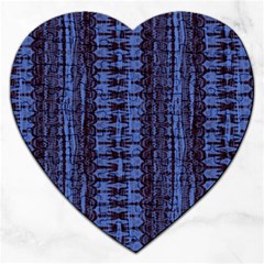 Wrinkly Batik Pattern   Blue Black Jigsaw Puzzle (heart) by EDDArt