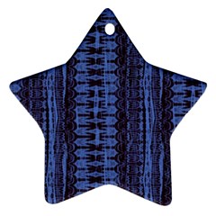 Wrinkly Batik Pattern   Blue Black Star Ornament (two Sides) by EDDArt