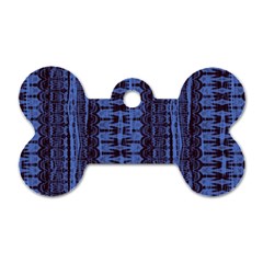 Wrinkly Batik Pattern   Blue Black Dog Tag Bone (One Side)