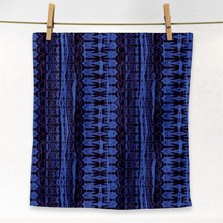 Wrinkly Batik Pattern   Blue Black Face Towel