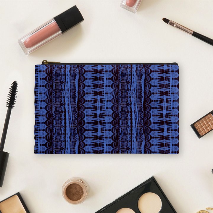 Wrinkly Batik Pattern   Blue Black Cosmetic Bag (Medium) 