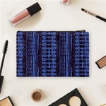 Wrinkly Batik Pattern   Blue Black Cosmetic Bag (Medium)  Back