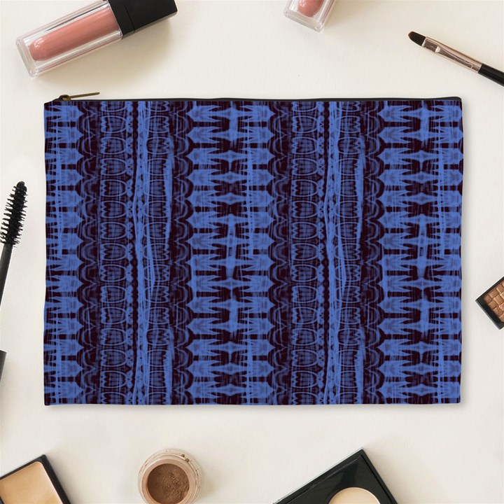 Wrinkly Batik Pattern   Blue Black Cosmetic Bag (XL)