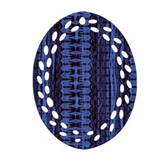 Wrinkly Batik Pattern   Blue Black Oval Filigree Ornament (two Sides) by EDDArt