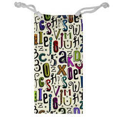 Colorful Retro Style Letters Numbers Stars Jewelry Bag by EDDArt