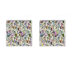 Colorful Retro Style Letters Numbers Stars Cufflinks (square) by EDDArt