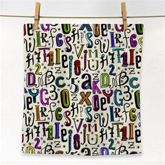 Colorful Retro Style Letters Numbers Stars Face Towel by EDDArt