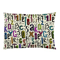 Colorful Retro Style Letters Numbers Stars Pillow Case by EDDArt