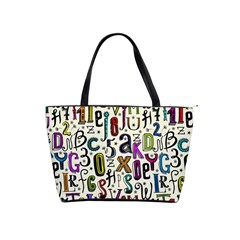 Colorful Retro Style Letters Numbers Stars Shoulder Handbags by EDDArt