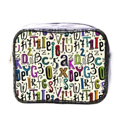 Colorful Retro Style Letters Numbers Stars Mini Toiletries Bags by EDDArt