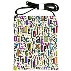 Colorful Retro Style Letters Numbers Stars Shoulder Sling Bags by EDDArt