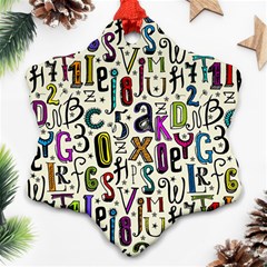 Colorful Retro Style Letters Numbers Stars Snowflake Ornament (two Sides) by EDDArt