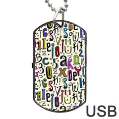 Colorful Retro Style Letters Numbers Stars Dog Tag Usb Flash (two Sides) by EDDArt