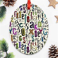 Colorful Retro Style Letters Numbers Stars Ornament (oval Filigree) by EDDArt