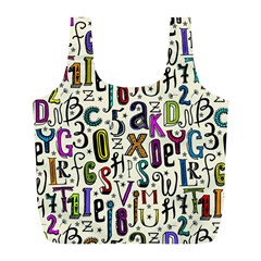 Colorful Retro Style Letters Numbers Stars Full Print Recycle Bags (l)  by EDDArt