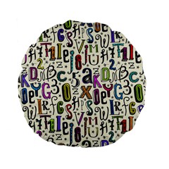 Colorful Retro Style Letters Numbers Stars Standard 15  Premium Flano Round Cushions by EDDArt