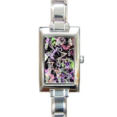 Chaos With Letters Black Multicolored Rectangle Italian Charm Watch by EDDArt