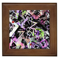 Chaos With Letters Black Multicolored Framed Tiles by EDDArt